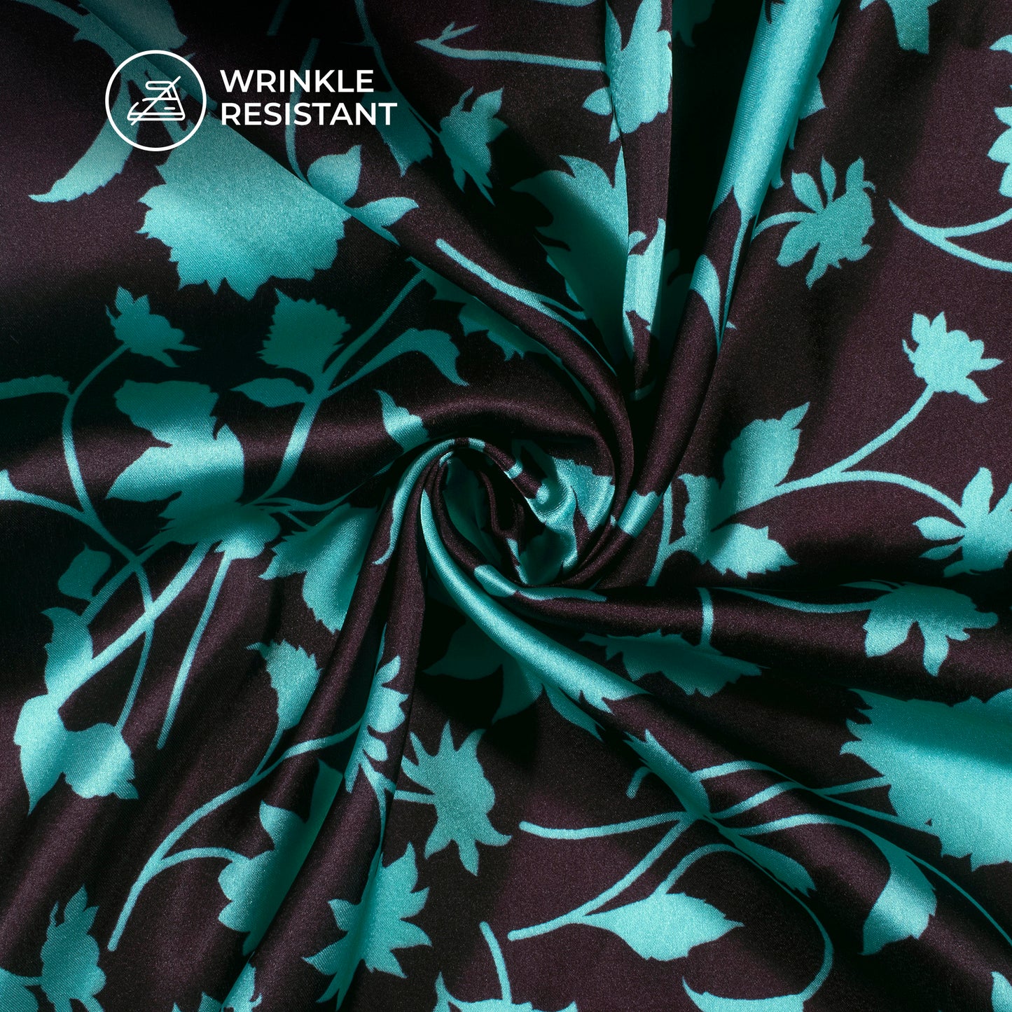 Classical Blue Floral Digital Print Japan Satin Fabric