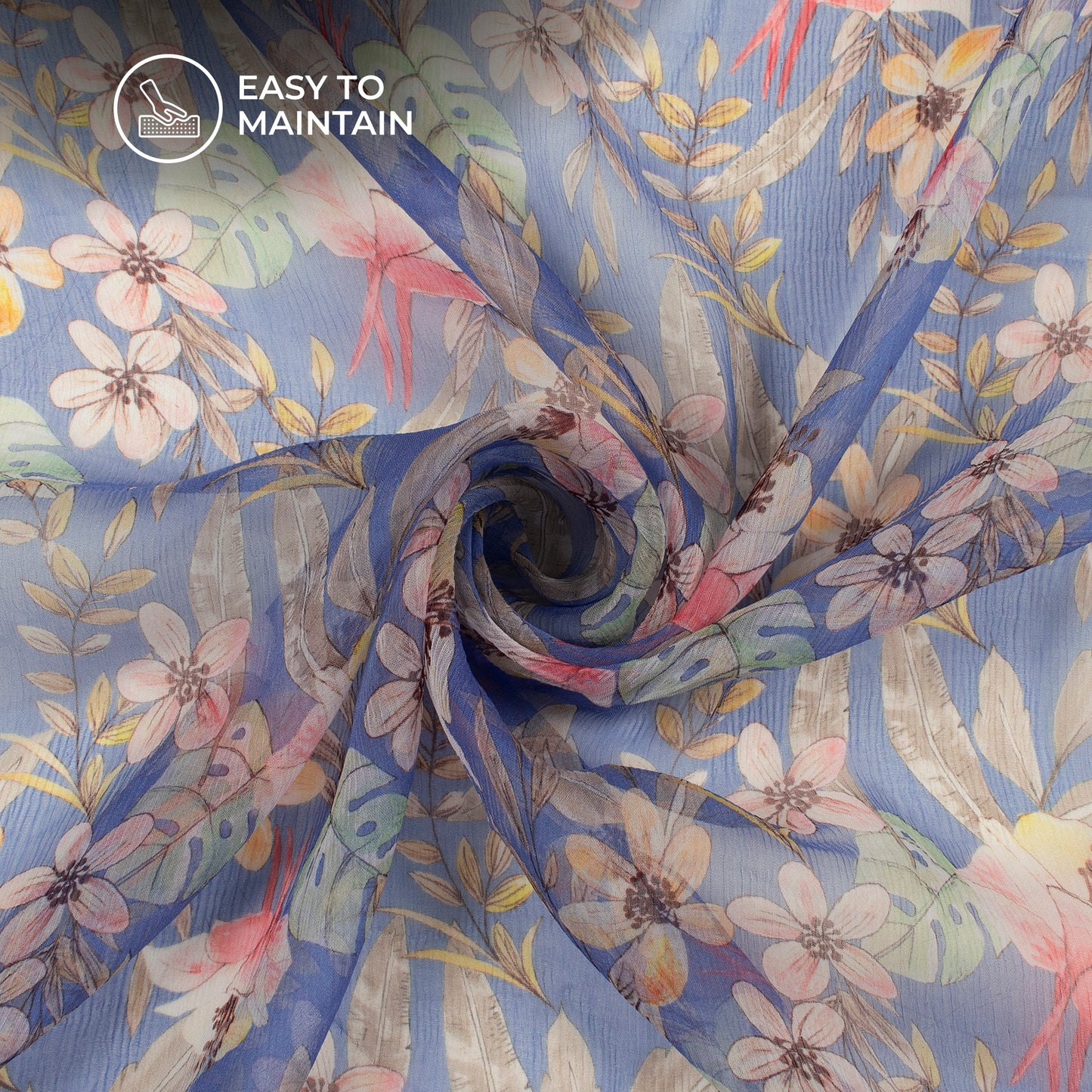 Floral Fantasy: Attractive Digital Print Bemberg Chiffon Fabric