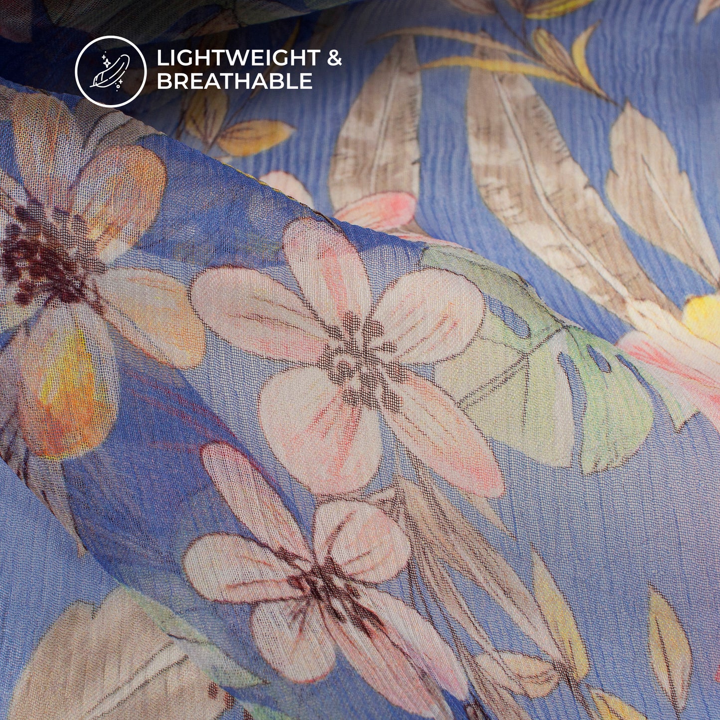 Floral Fantasy: Attractive Digital Print Bemberg Chiffon Fabric