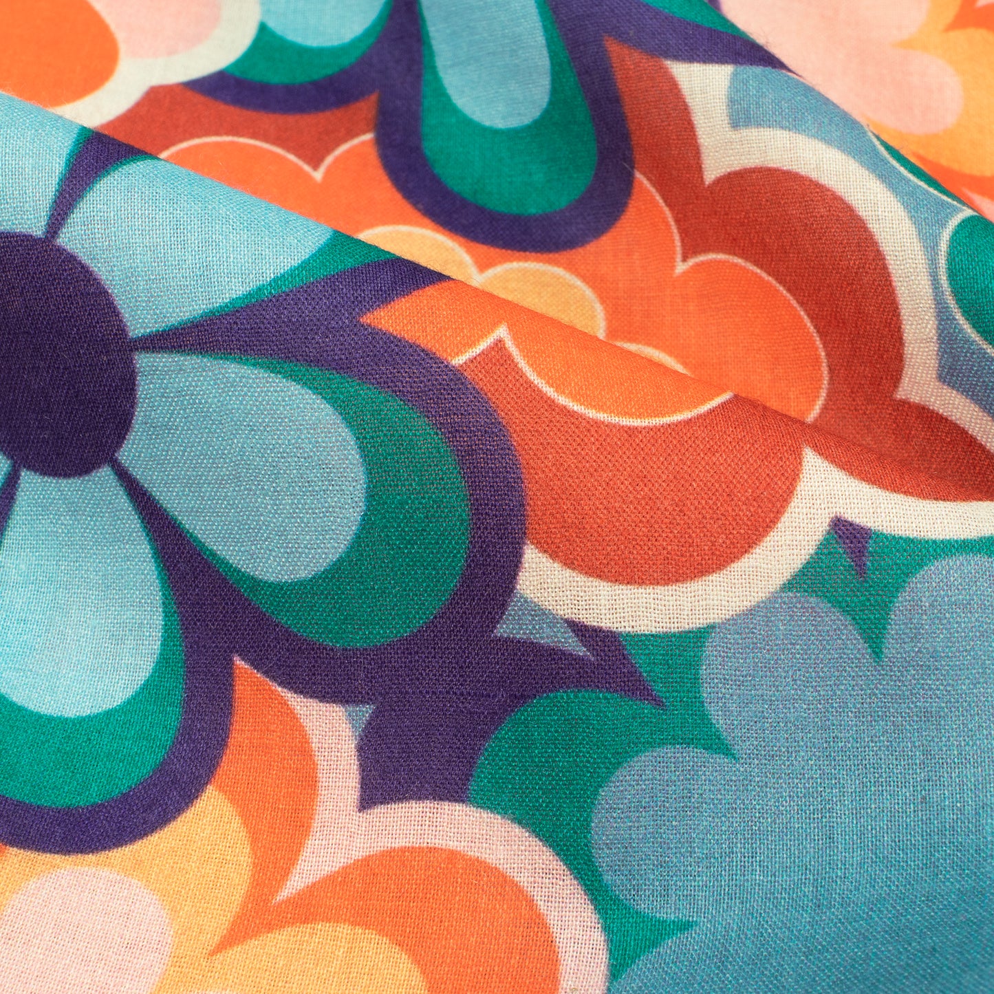Charming Floral Digital Print Poly Glazed Cotton Fabric