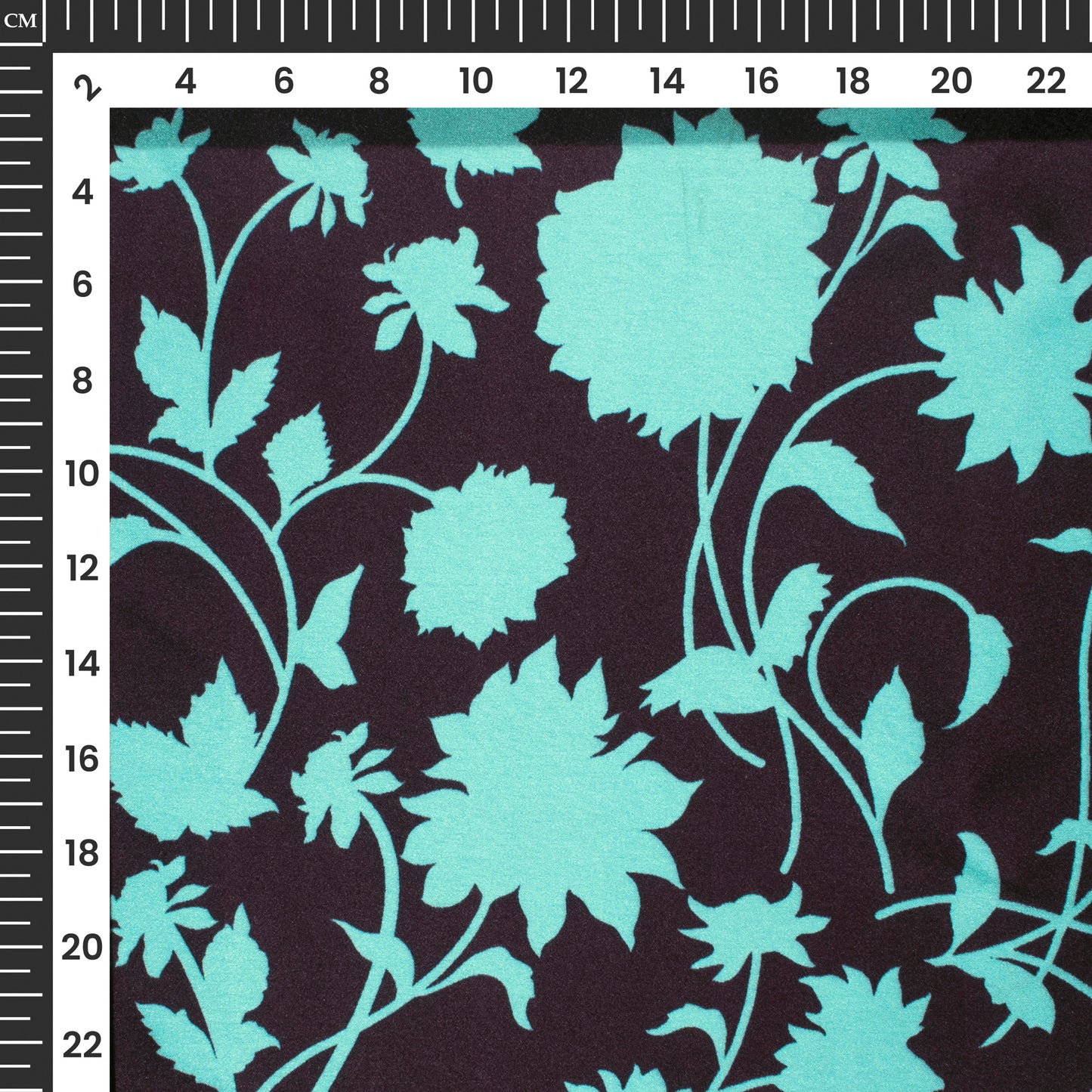 Classical Blue Floral Digital Print Japan Satin Fabric