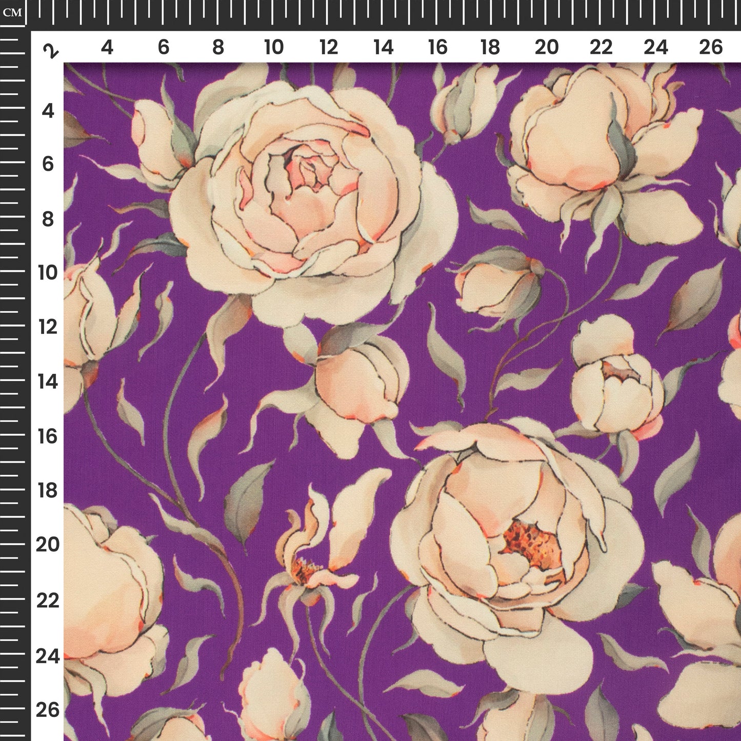 Purple Floral Digital Print Modal Satin Fabric
