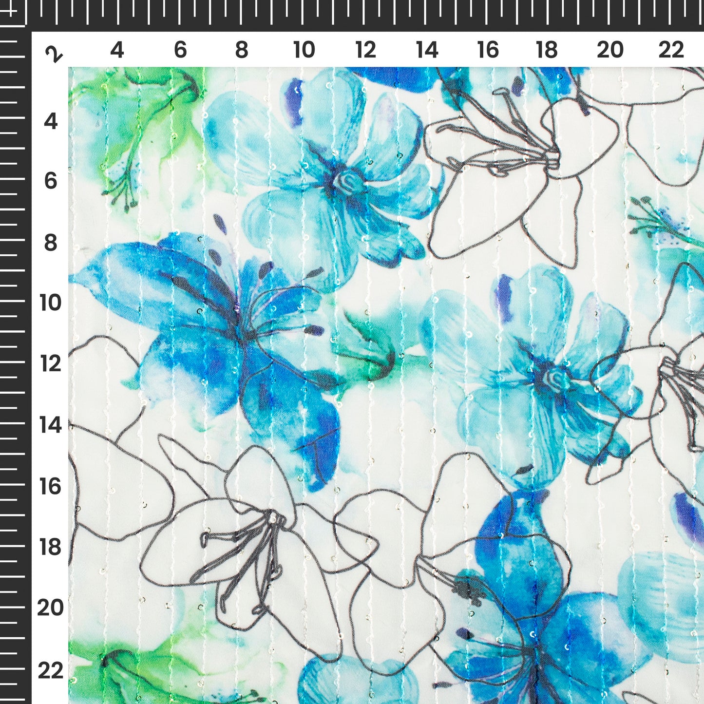 Charming Floral Digital Print Sequins Premium Georgette Fabric