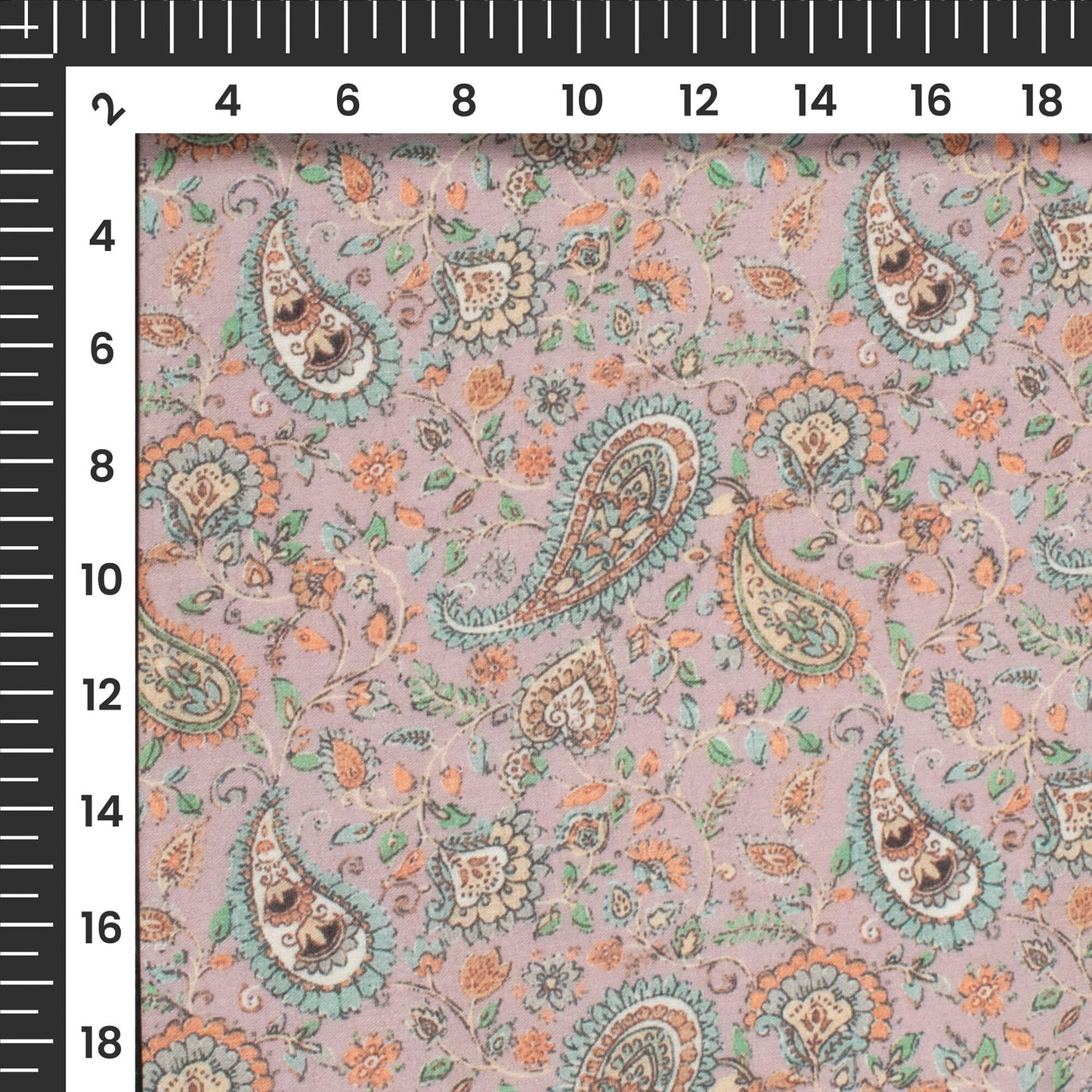 Dusty Pink Paisley Digital Print Pure Cotton Mulmul Fabric