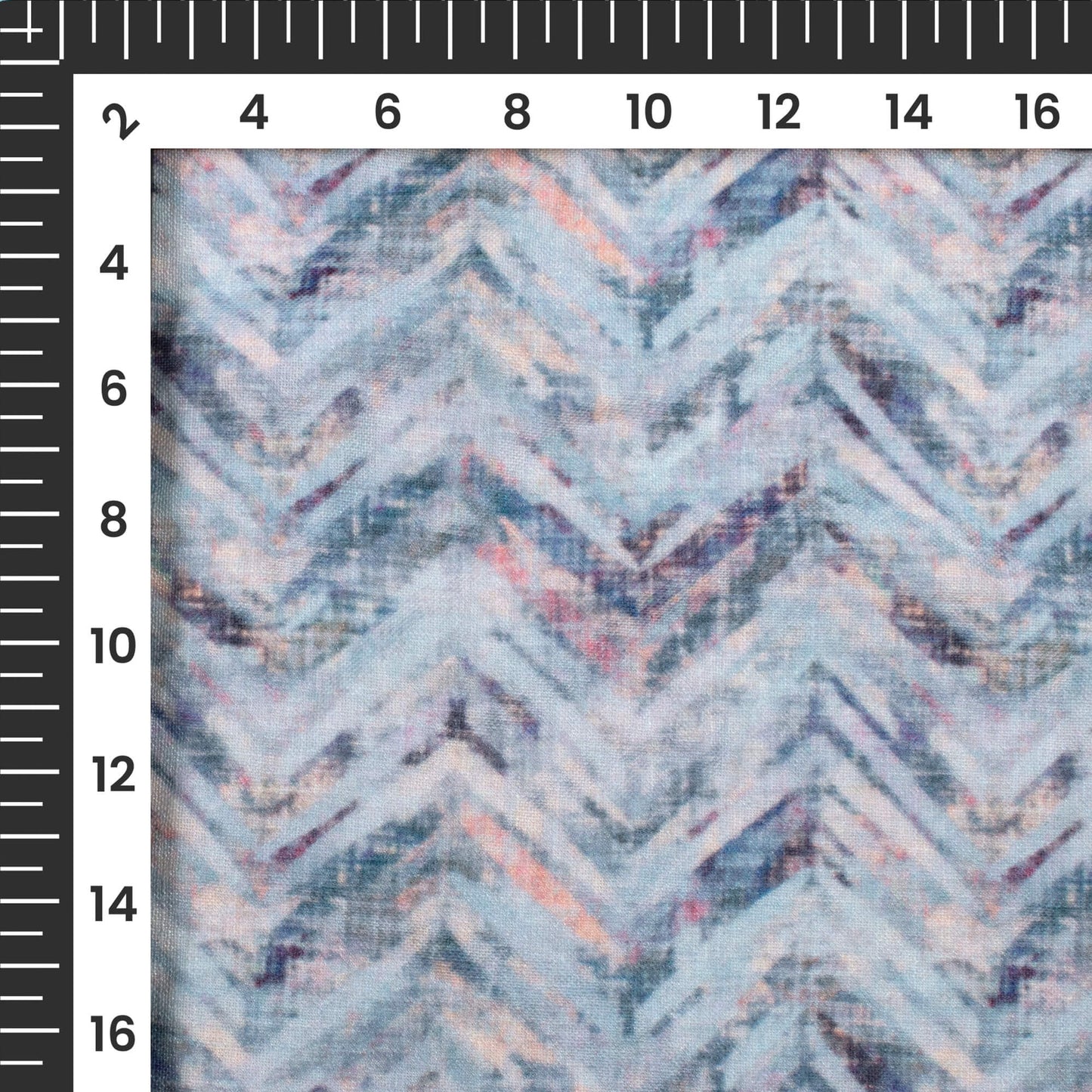 Luxurious Chevron Digital Print Linen Textured Fabric (Width 56 Inches)