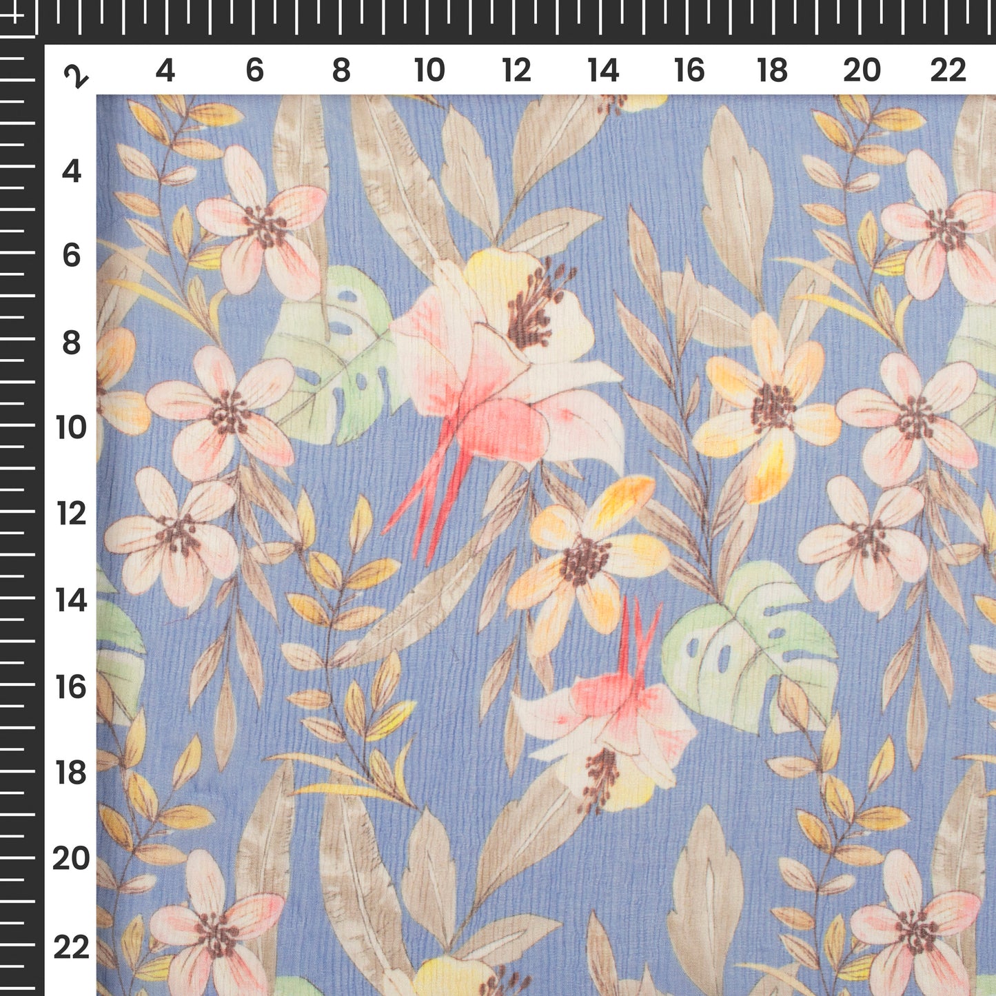 Floral Fantasy: Attractive Digital Print Bemberg Chiffon Fabric