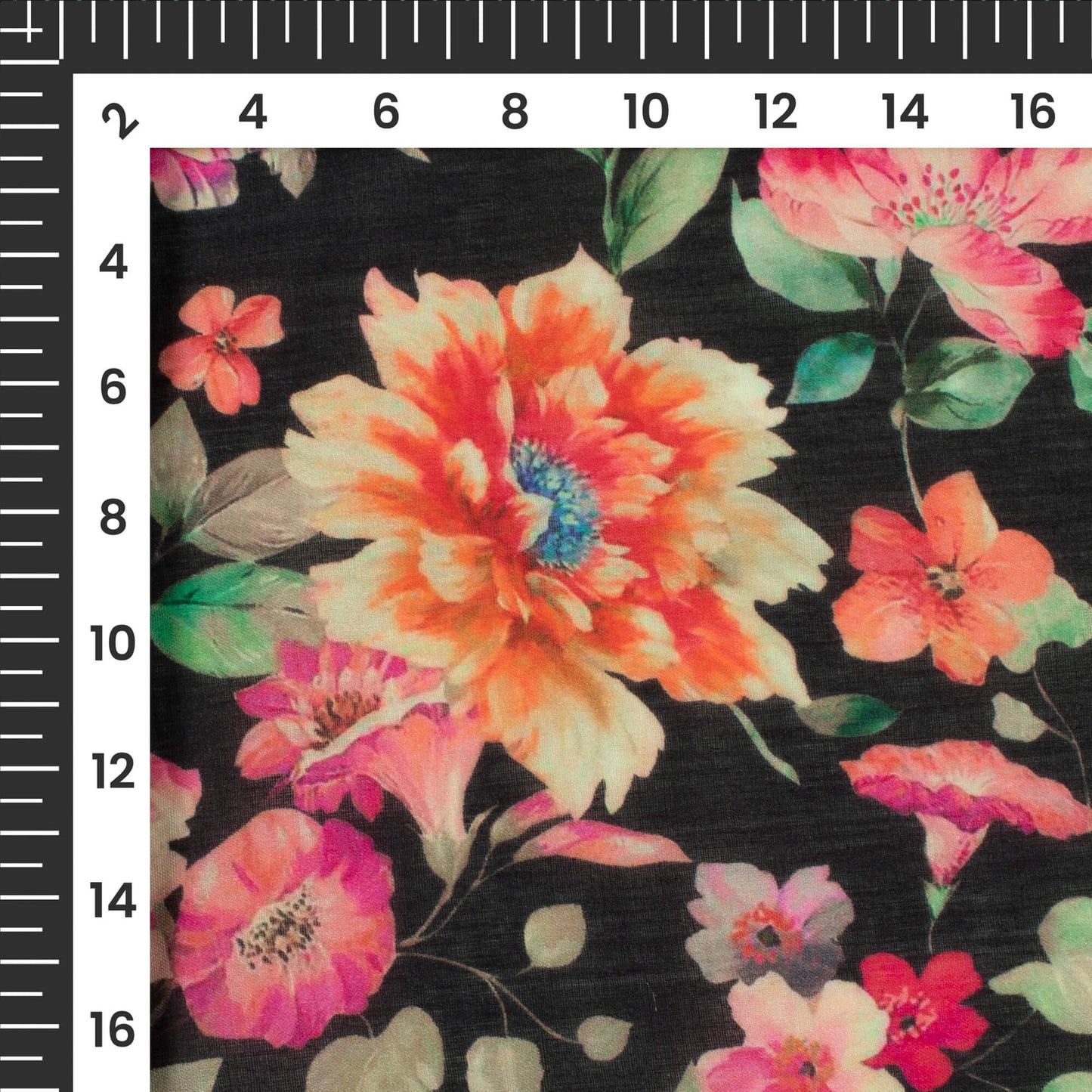 Fuscia Pink Floral Digital Print Pure Cotton Mulmul Fabric