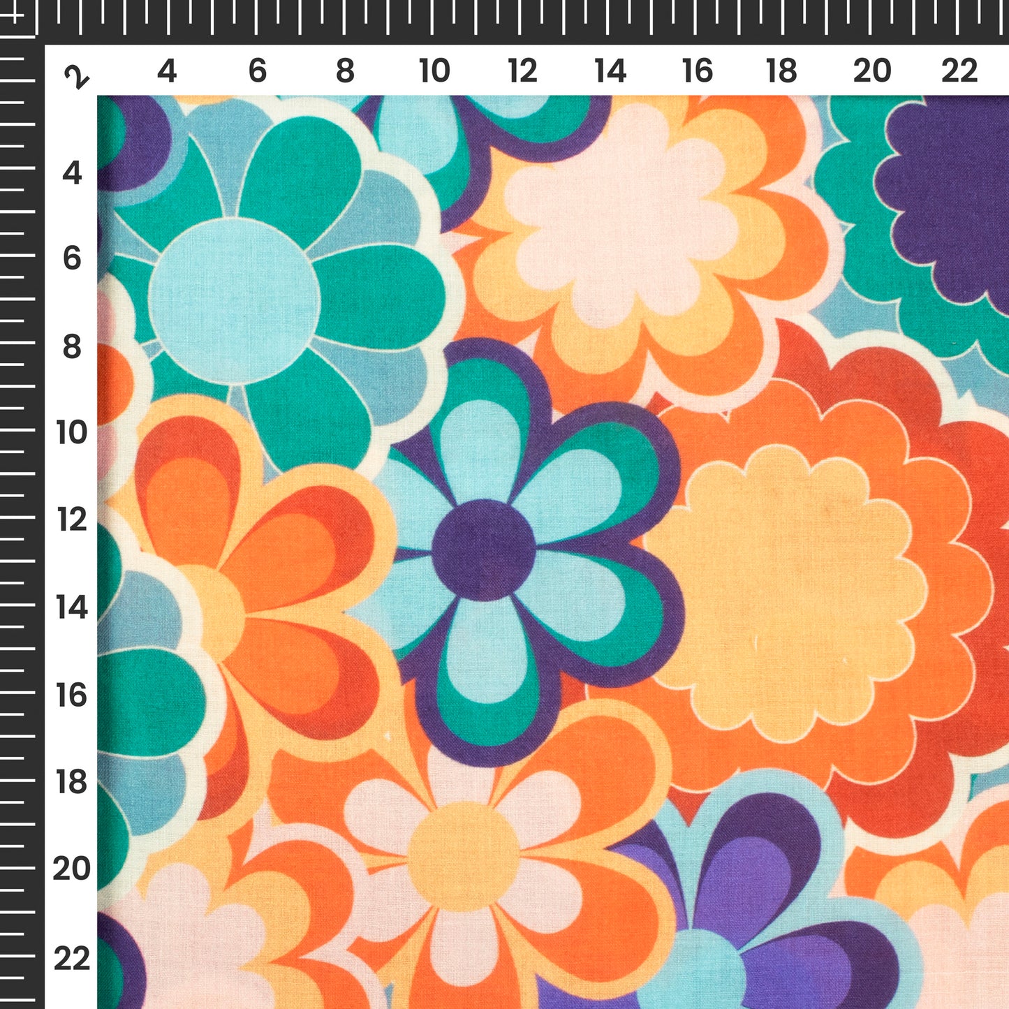 Charming Floral Digital Print Poly Glazed Cotton Fabric