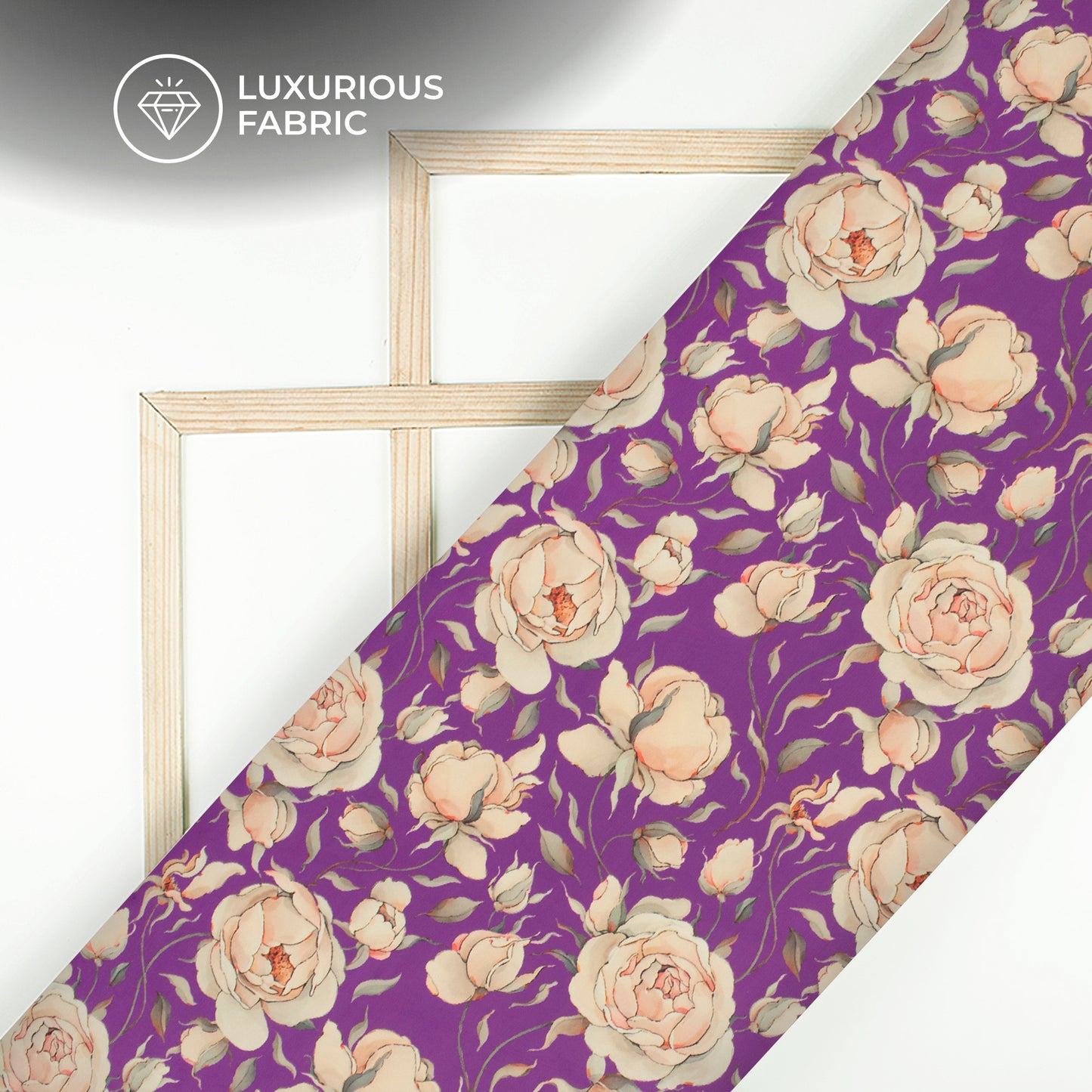 Purple Floral Digital Print Modal Satin Fabric