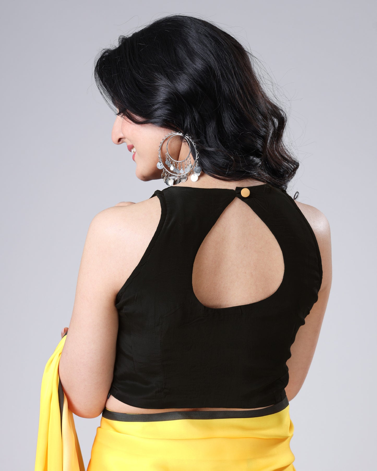 Black Key Hole Neck Sleeveless Blouse