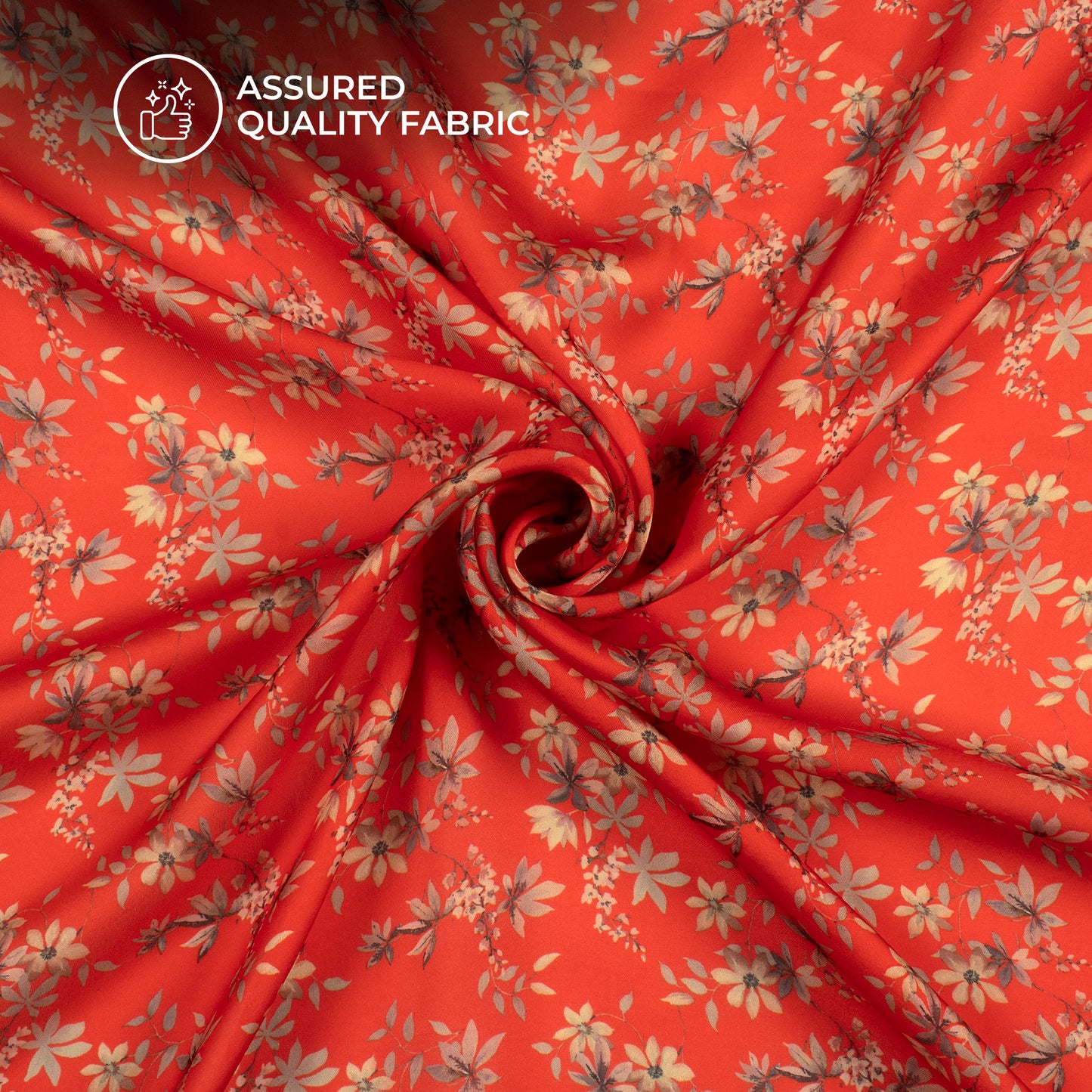 Scarlet Red Floral Digital Print Georgette Satin Fabric