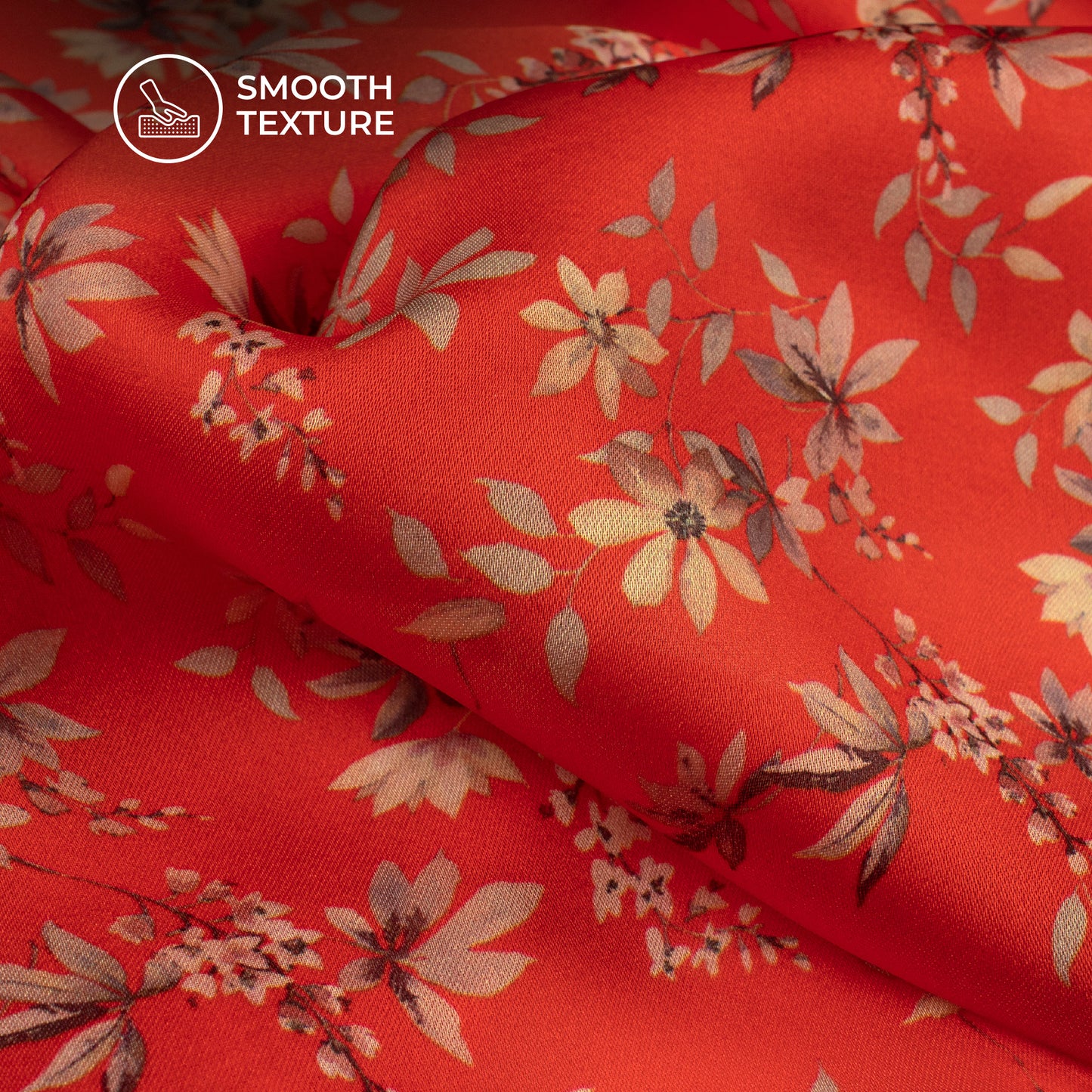Scarlet Red Floral Digital Print Georgette Satin Fabric