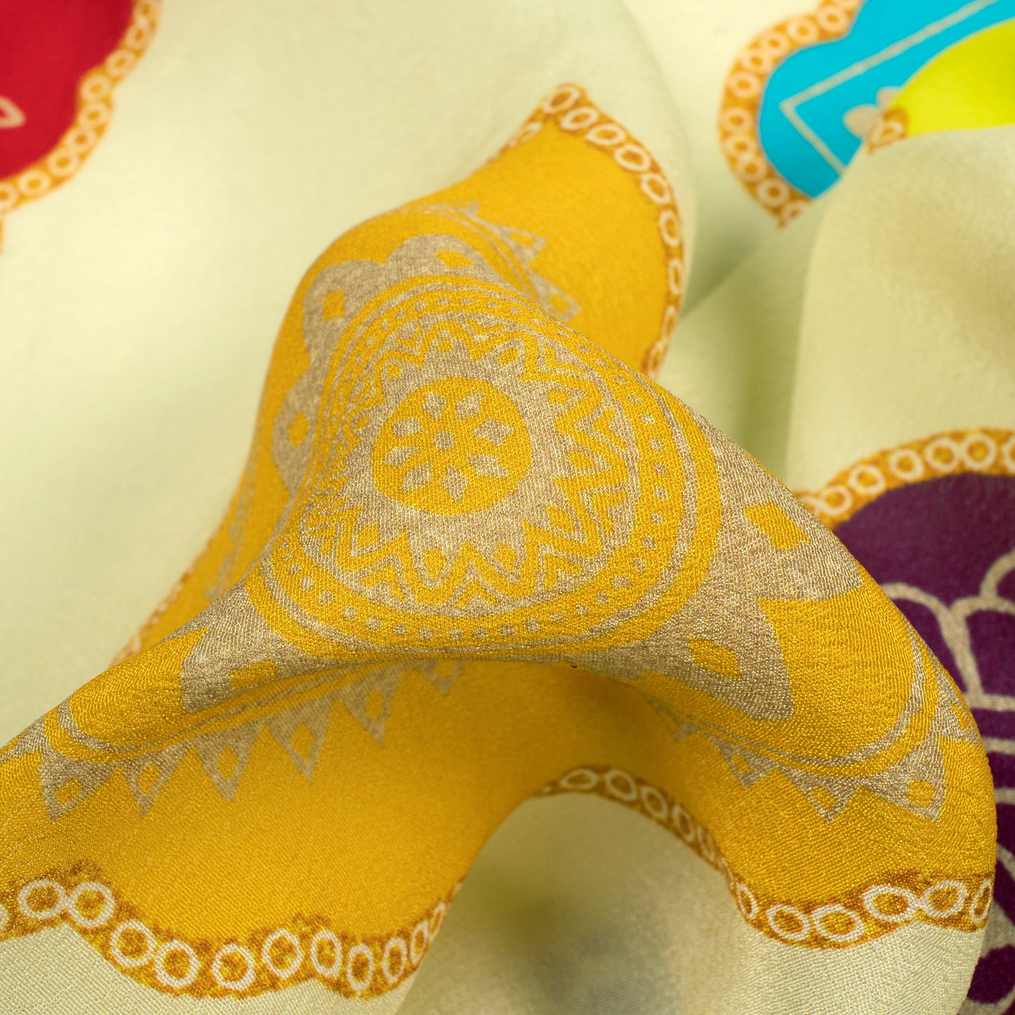 Trendy Ethnic Digital Print Viscose Natural Crepe Fabric
