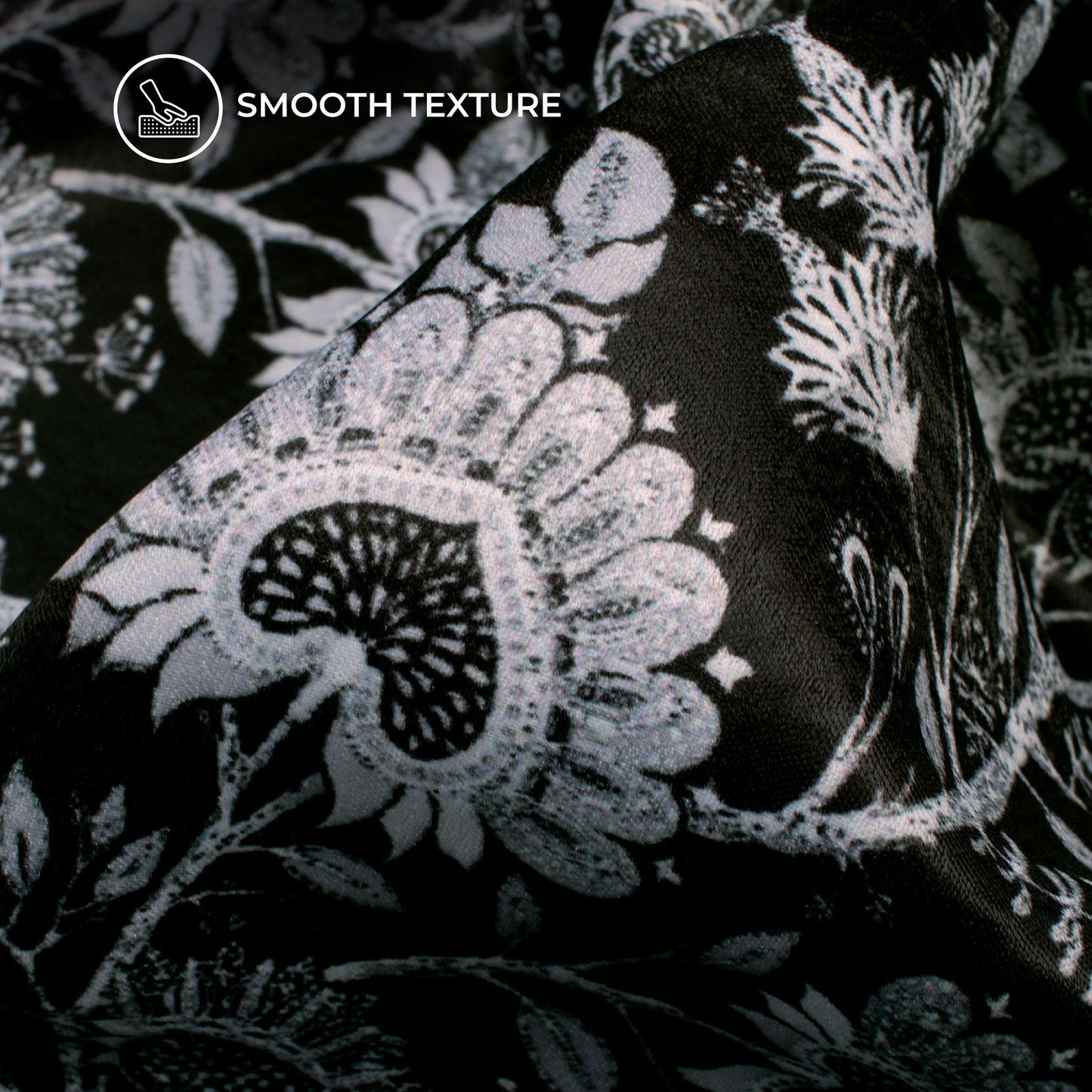 Stylish Floral Digital Print Lush Satin Fabric