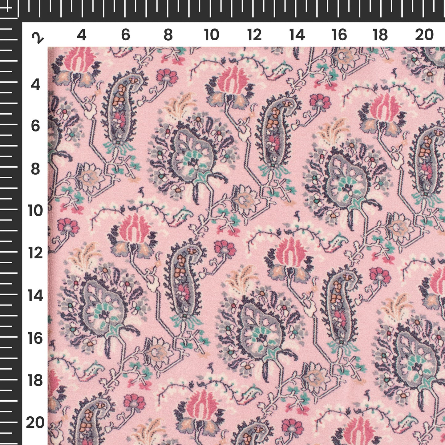 Pink Paisley Digital Print Chiffon Satin Fabric