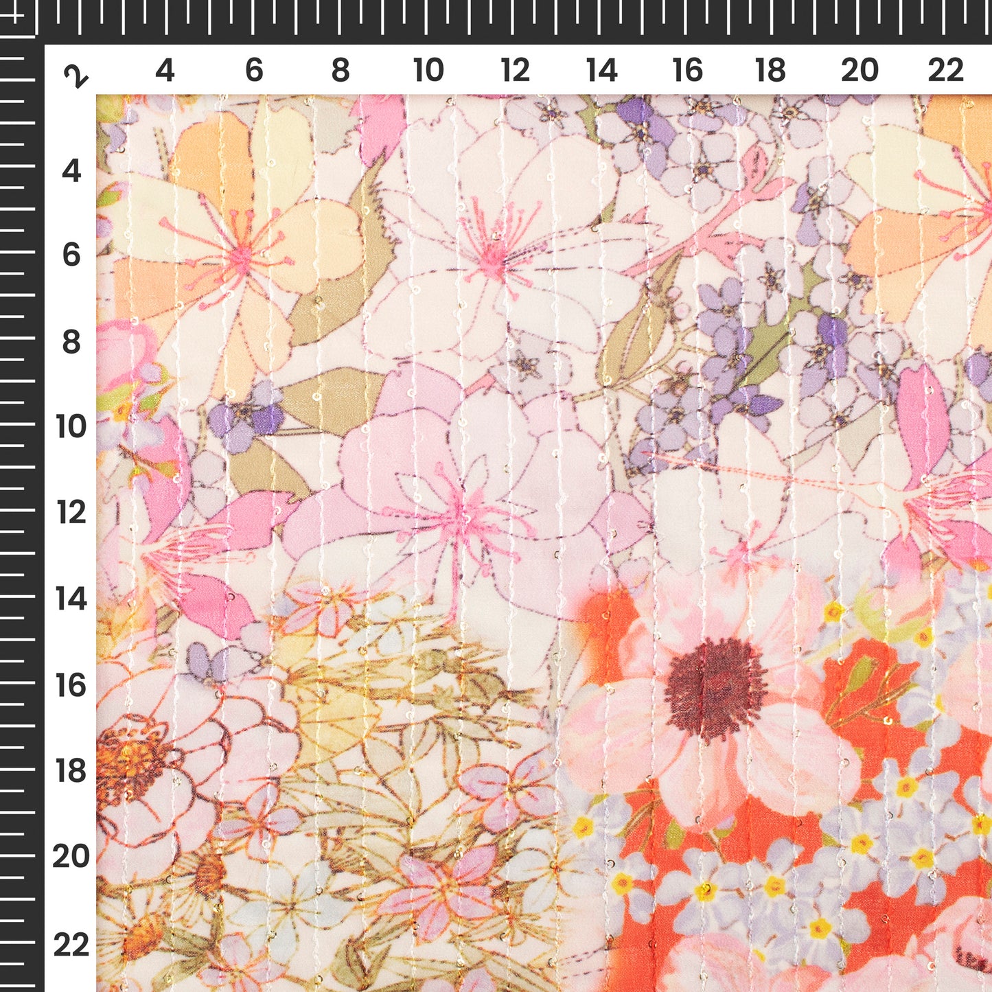 Botanical Floral Digital Print Sequins Premium Georgette Fabric
