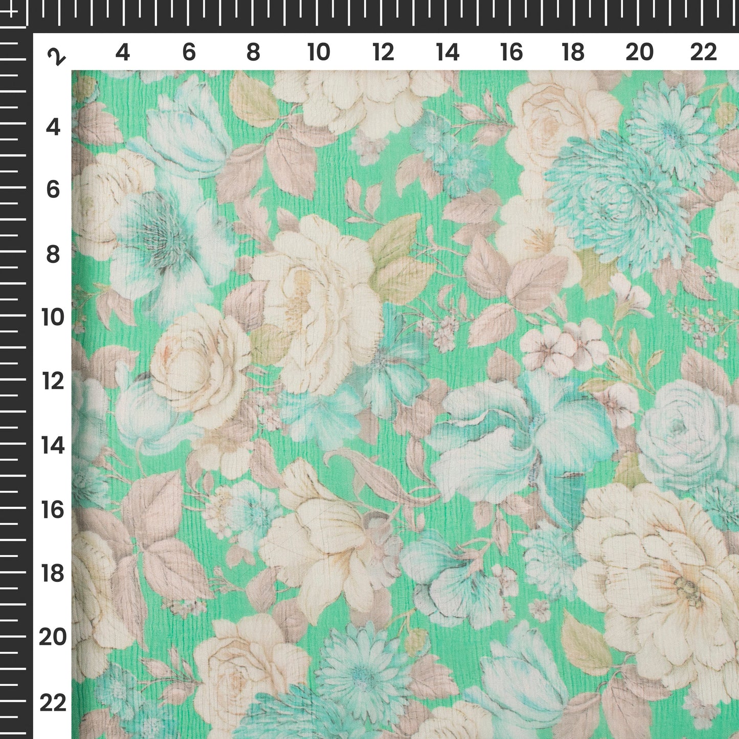 Opulent Graden Whisper: Luxurious Digital Print Bemberg Chiffon Fabric