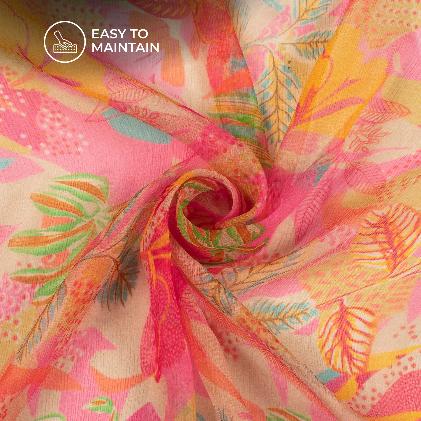 Sheer Sophistication: Floral Digital Print Bemberg Chiffon Fabric