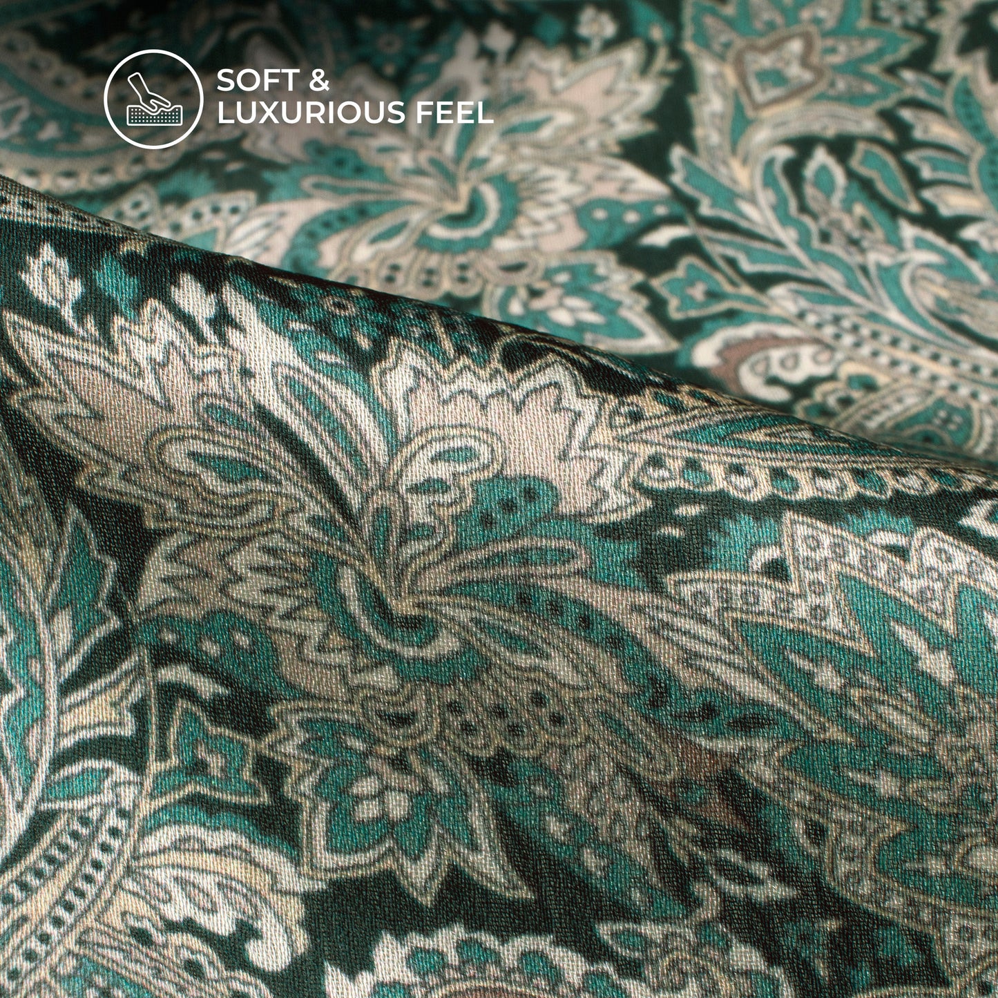 Castleton Green Paisley Digital Print Chiffon Satin Fabric