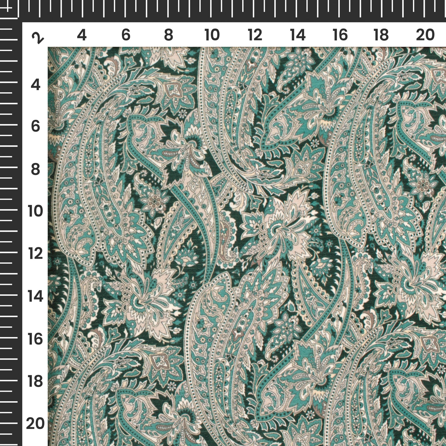 Castleton Green Paisley Digital Print Chiffon Satin Fabric