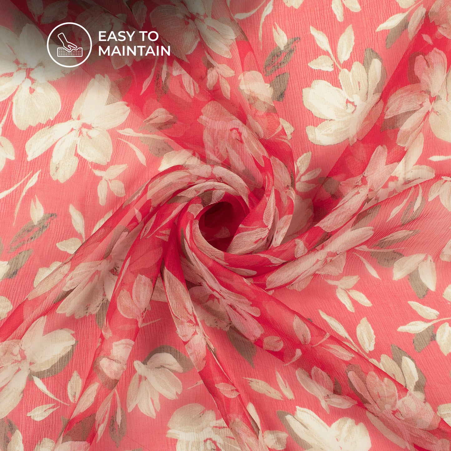 Enchanting Blossoms: Floral Digital Print Bemberg Chiffon Fabric