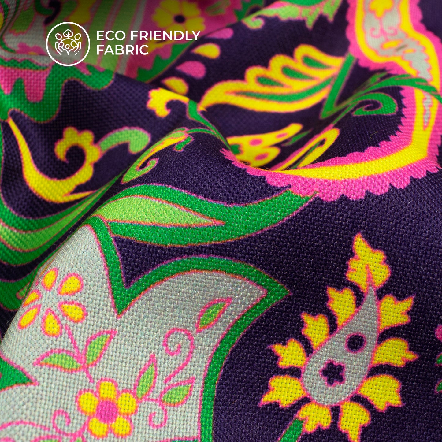 Neon Twilight Paisley Digital Print Rayon Fabric