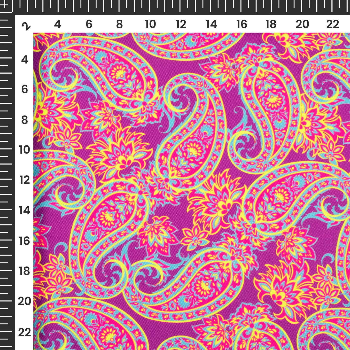 Neon luminance Paisley Digital Print Rayon Fabric