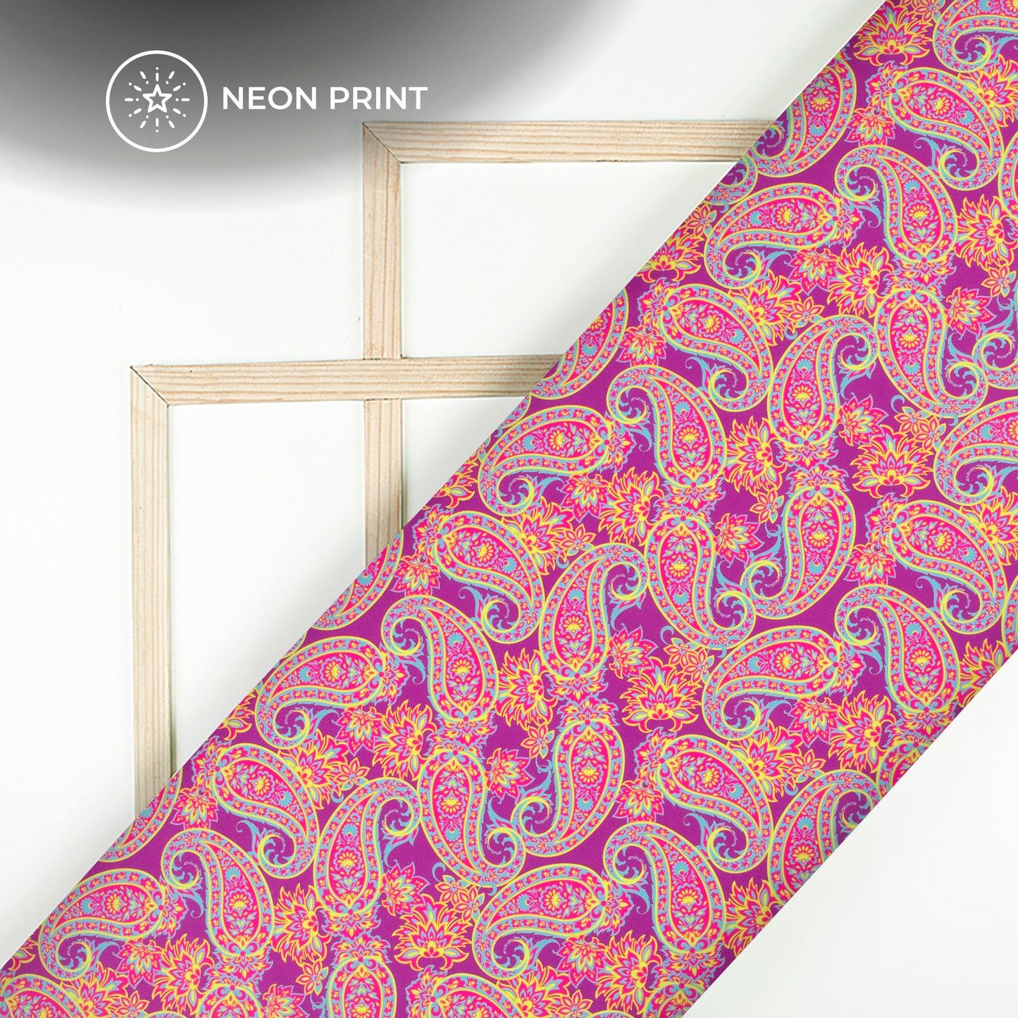 Neon luminance Paisley Digital Print Rayon Fabric