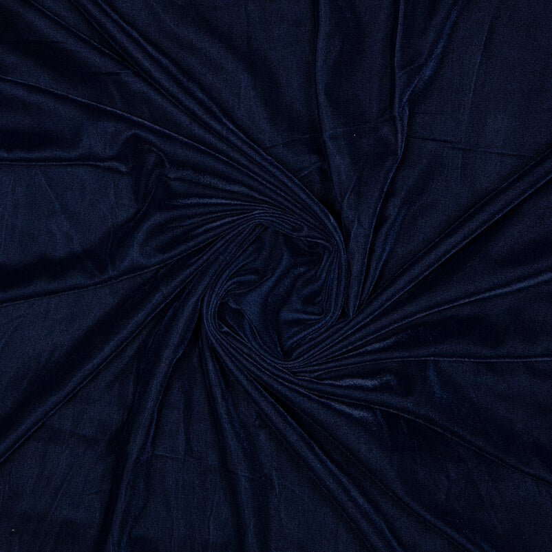 Navy Blue Plain Export Quality Micro Velvet Fabric