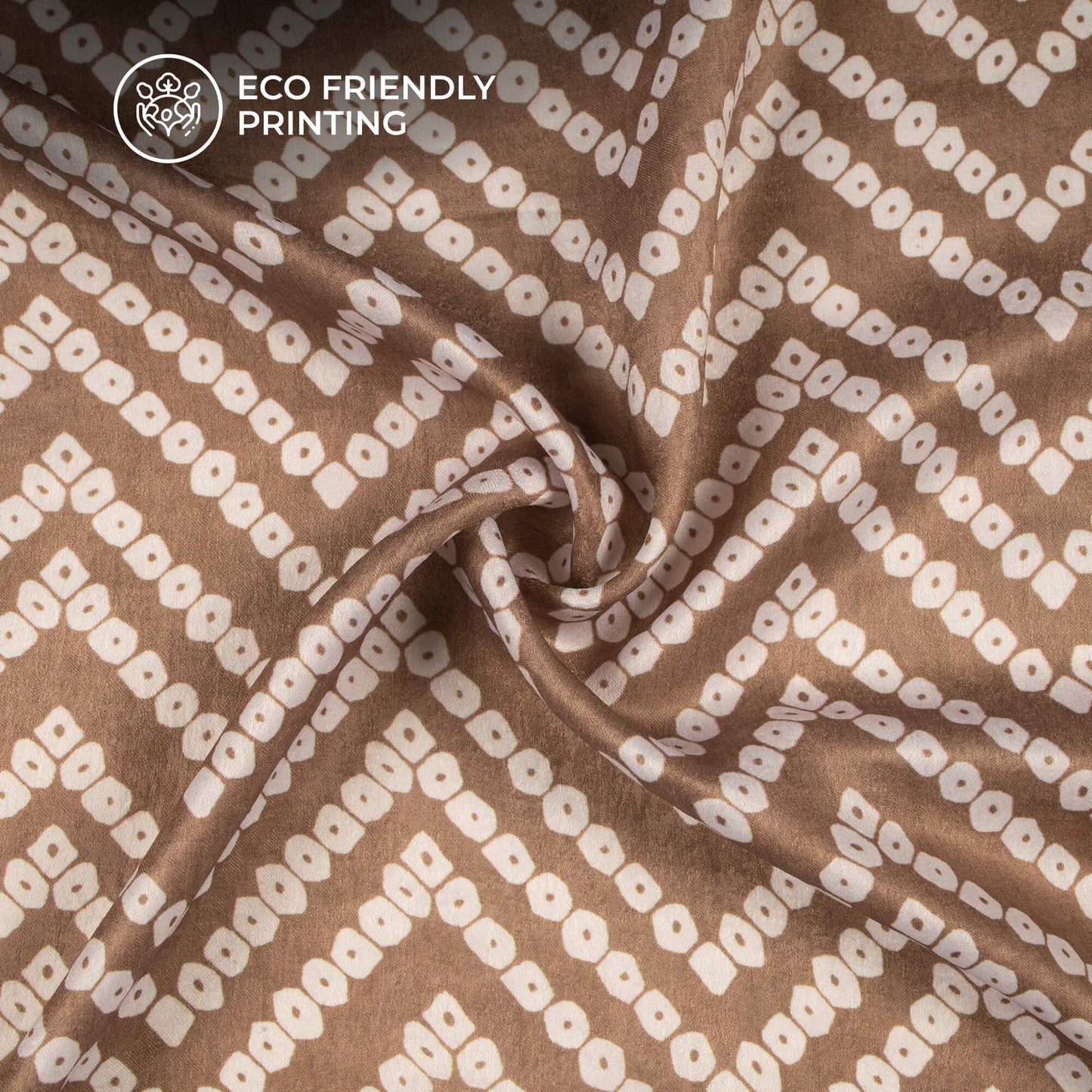 Smart Chevron Bandhanii Digital Print Lush Satin Fabric