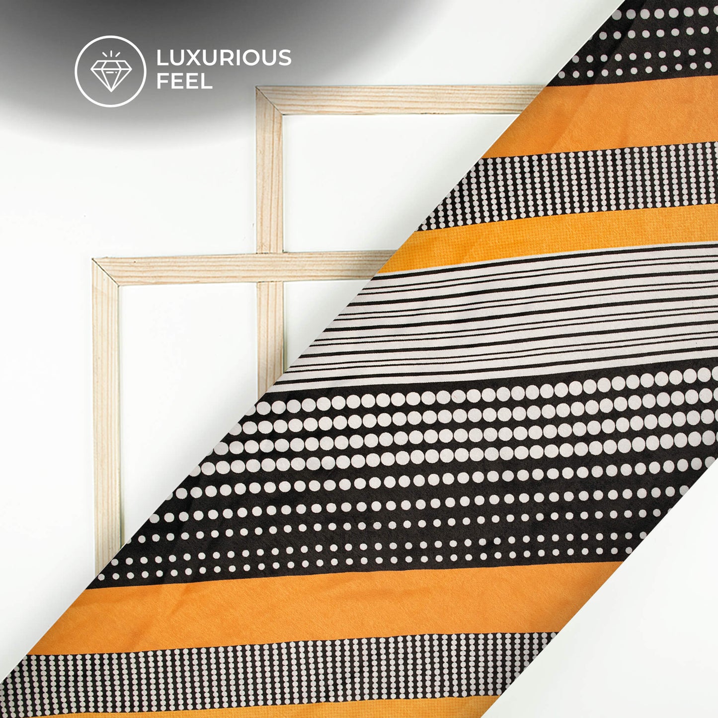Attractive Polka Stripes Digital Print Lush Satin Fabric