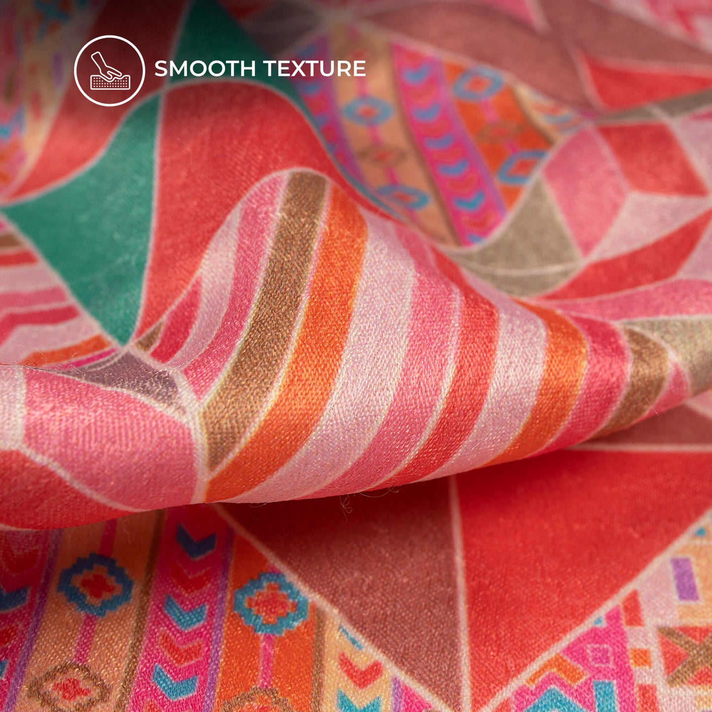 Classy Geometric Digital Print Lush Satin Fabric