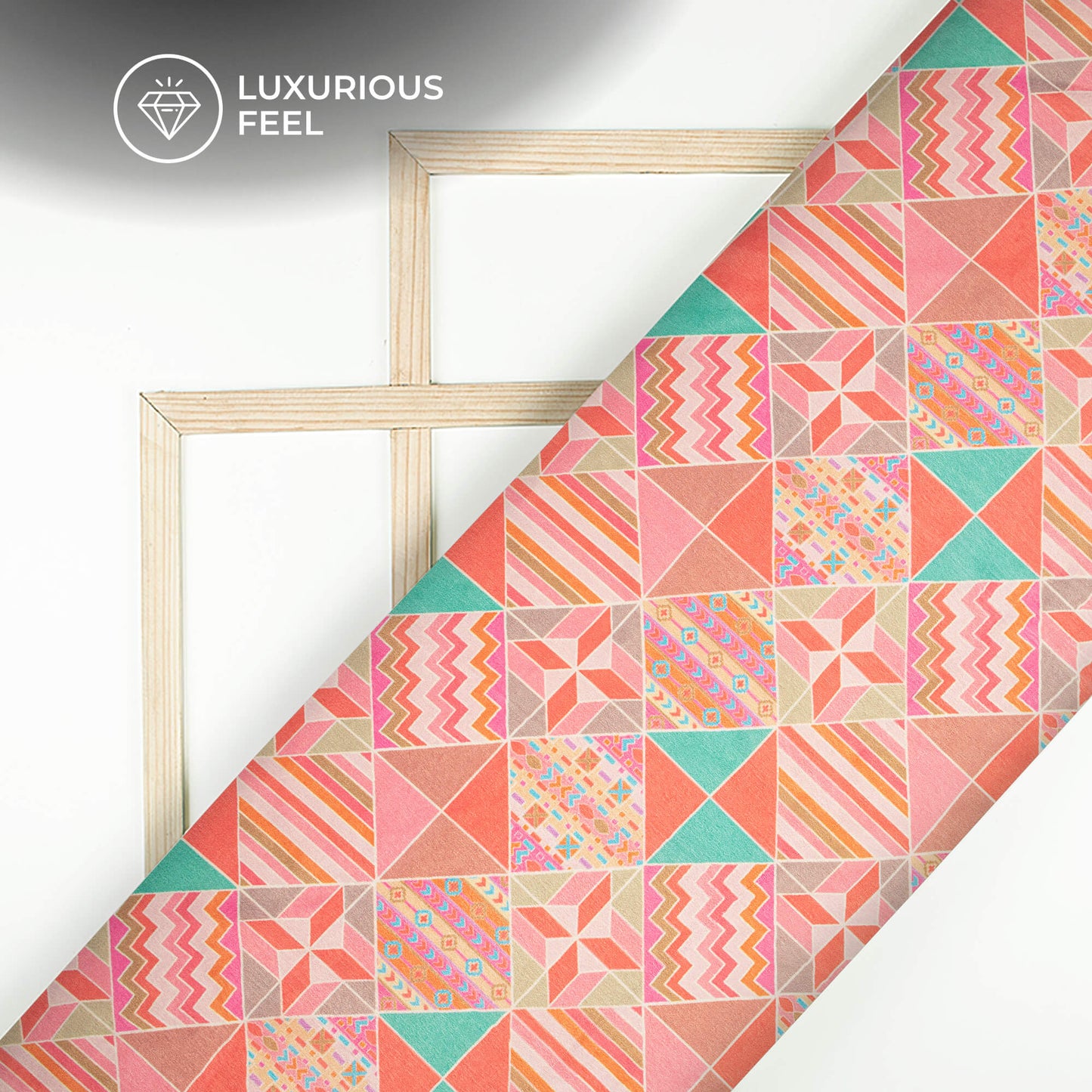Classy Geometric Digital Print Lush Satin Fabric