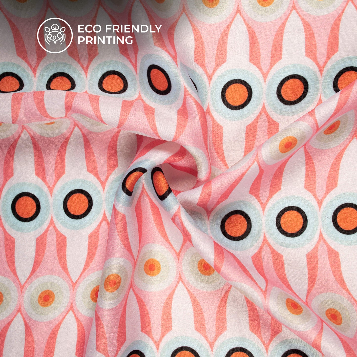 Trendy Geometric Digital Print Lush Satin Fabric