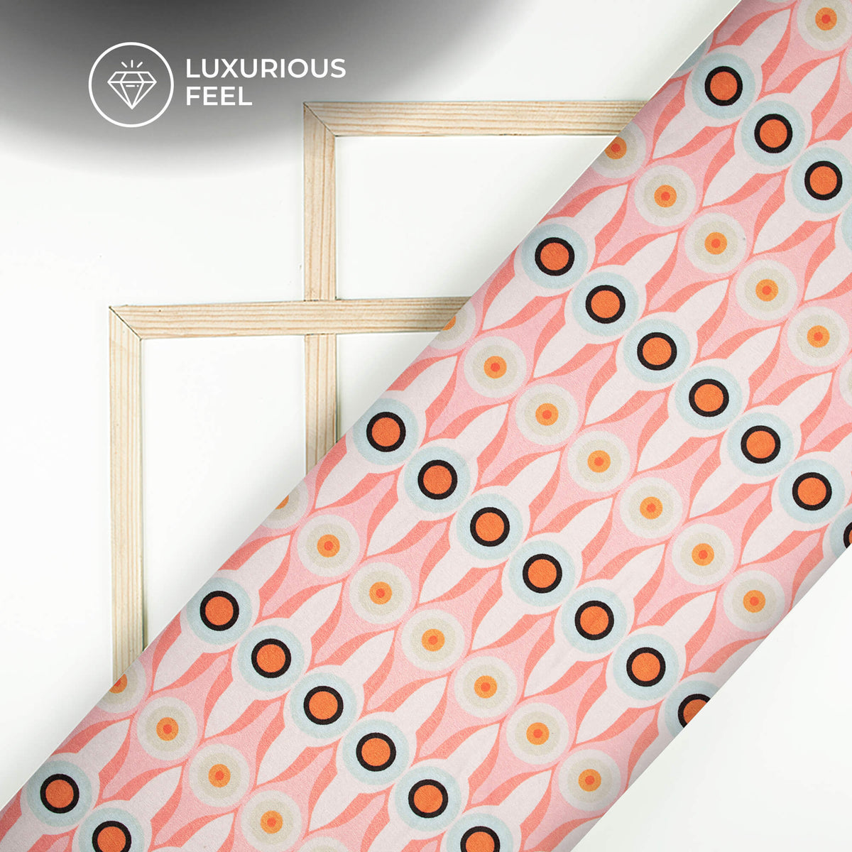 Trendy Geometric Digital Print Lush Satin Fabric