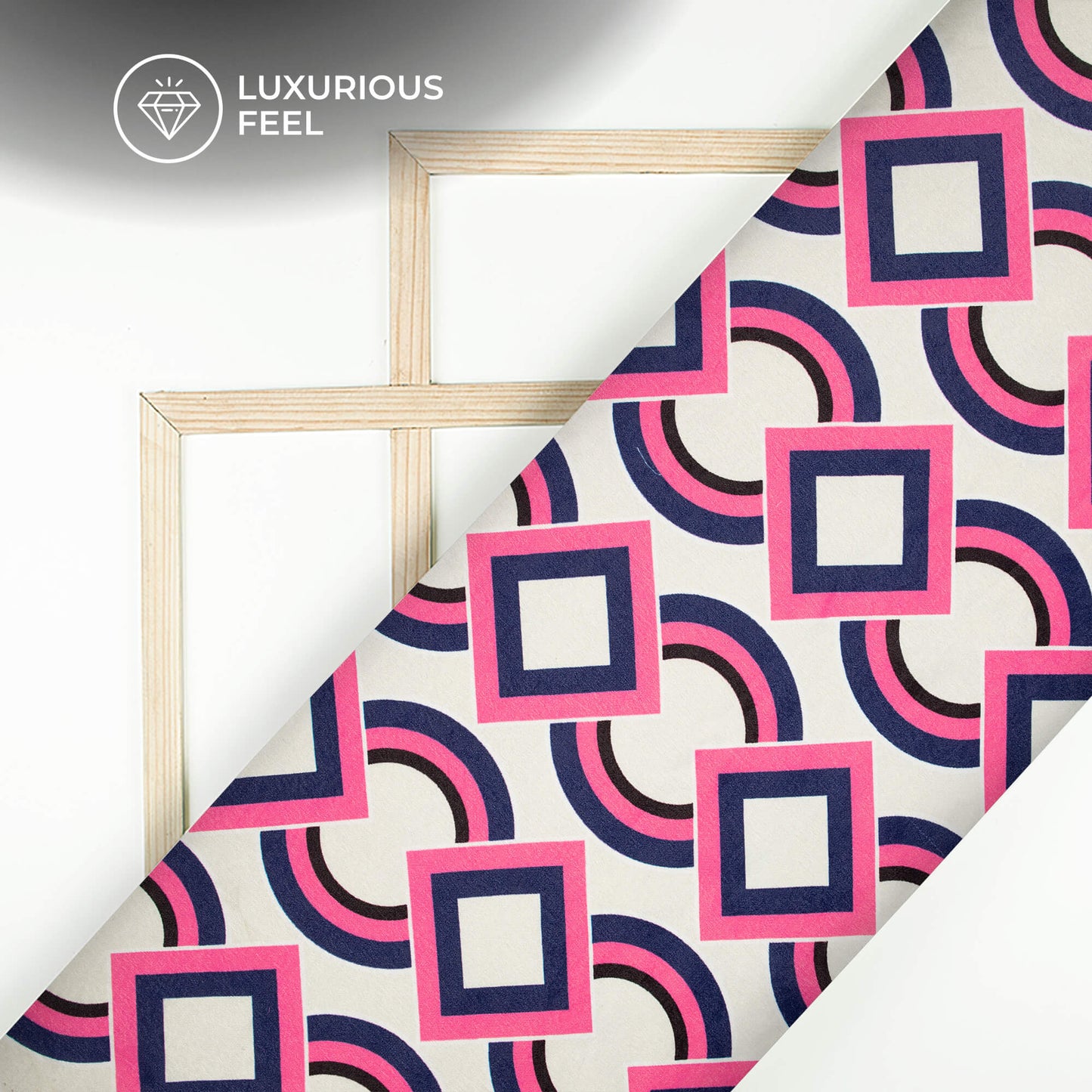 Smart Geometric Digital Print Lush Satin Fabric