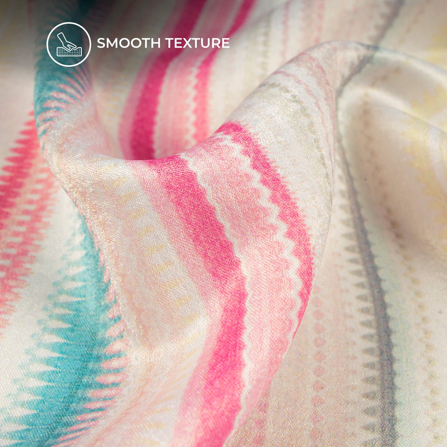 Classy Zig Zag Stripes Digital Print Lush Satin Fabric