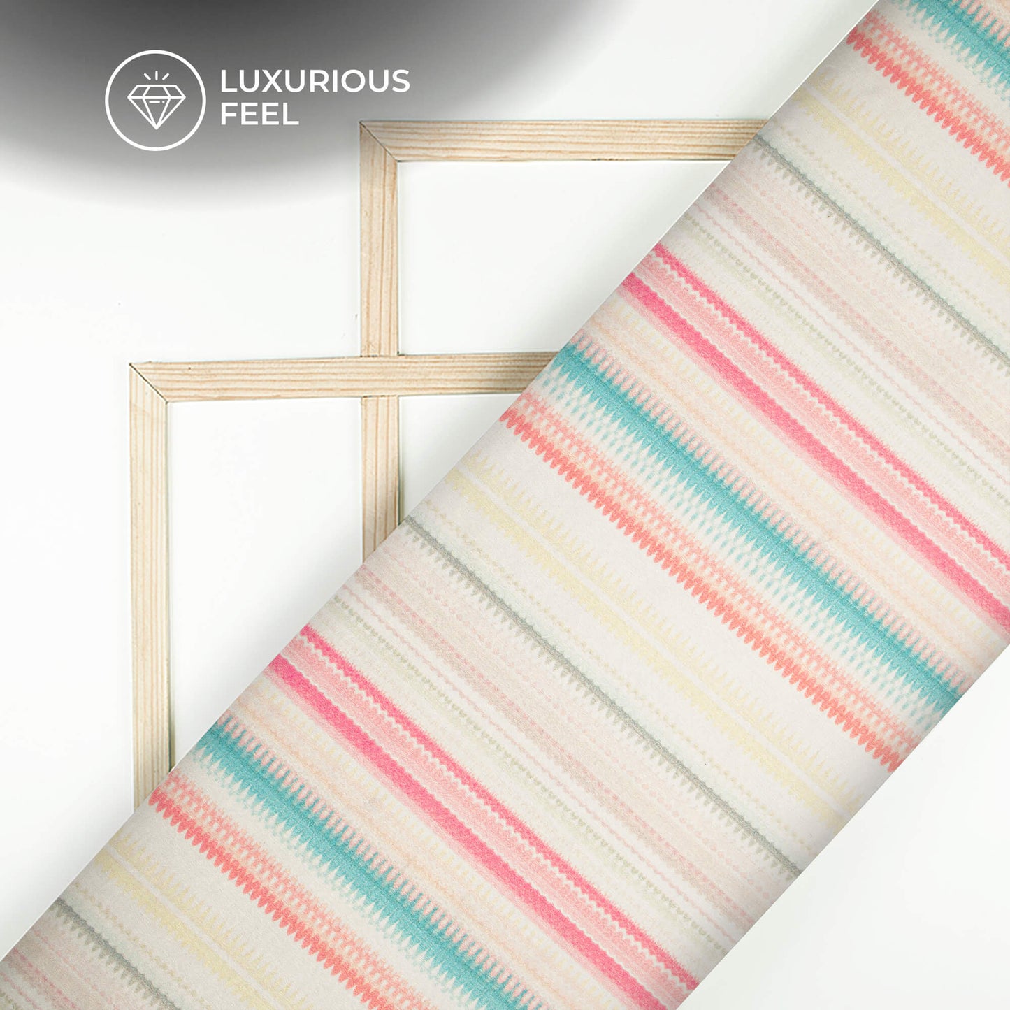 Classy Zig Zag Stripes Digital Print Lush Satin Fabric