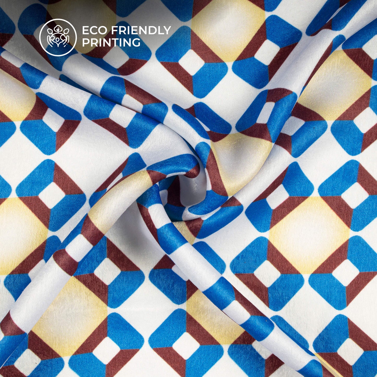 Spiffy Geometric Digital Print Lush Satin Fabric