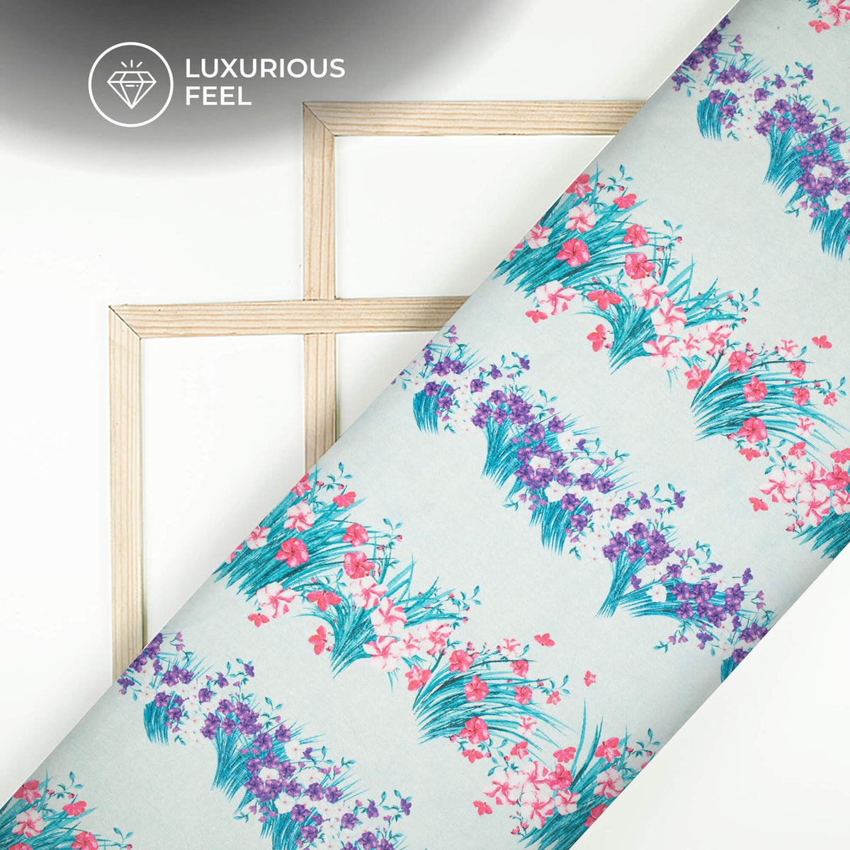 Beautiful Floral Digital Print Lush Satin Fabric
