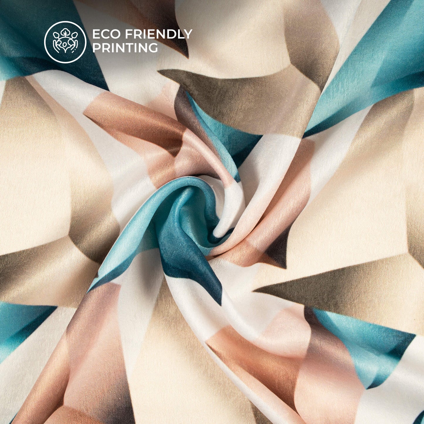 Trendy 3D Triangles Digital Print Lush Satin Fabric