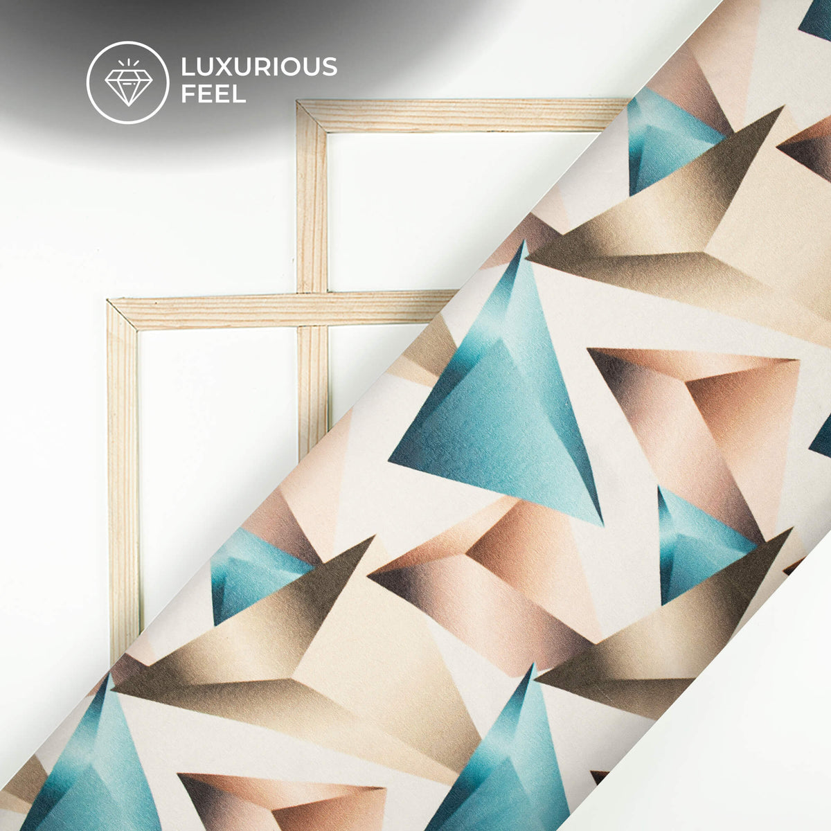 Trendy 3D Triangles Digital Print Lush Satin Fabric