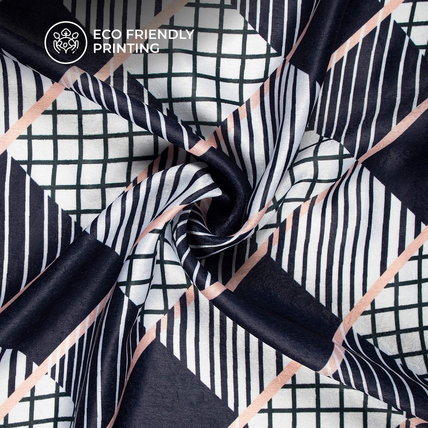 Smart lattice Geometric Digital Print Lush Satin Fabric