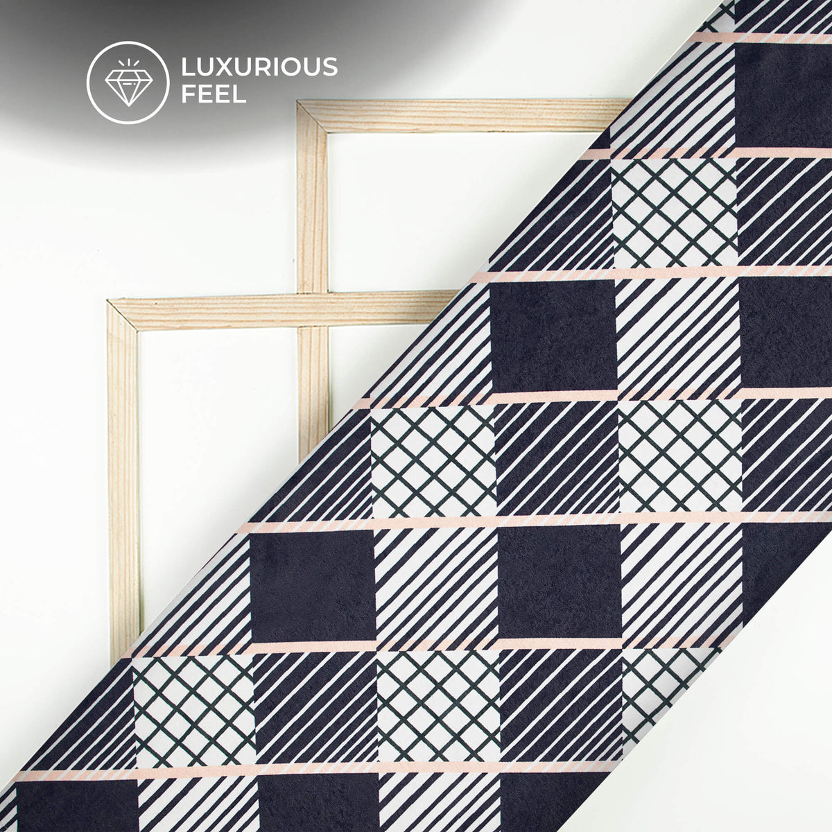 Smart lattice Geometric Digital Print Lush Satin Fabric