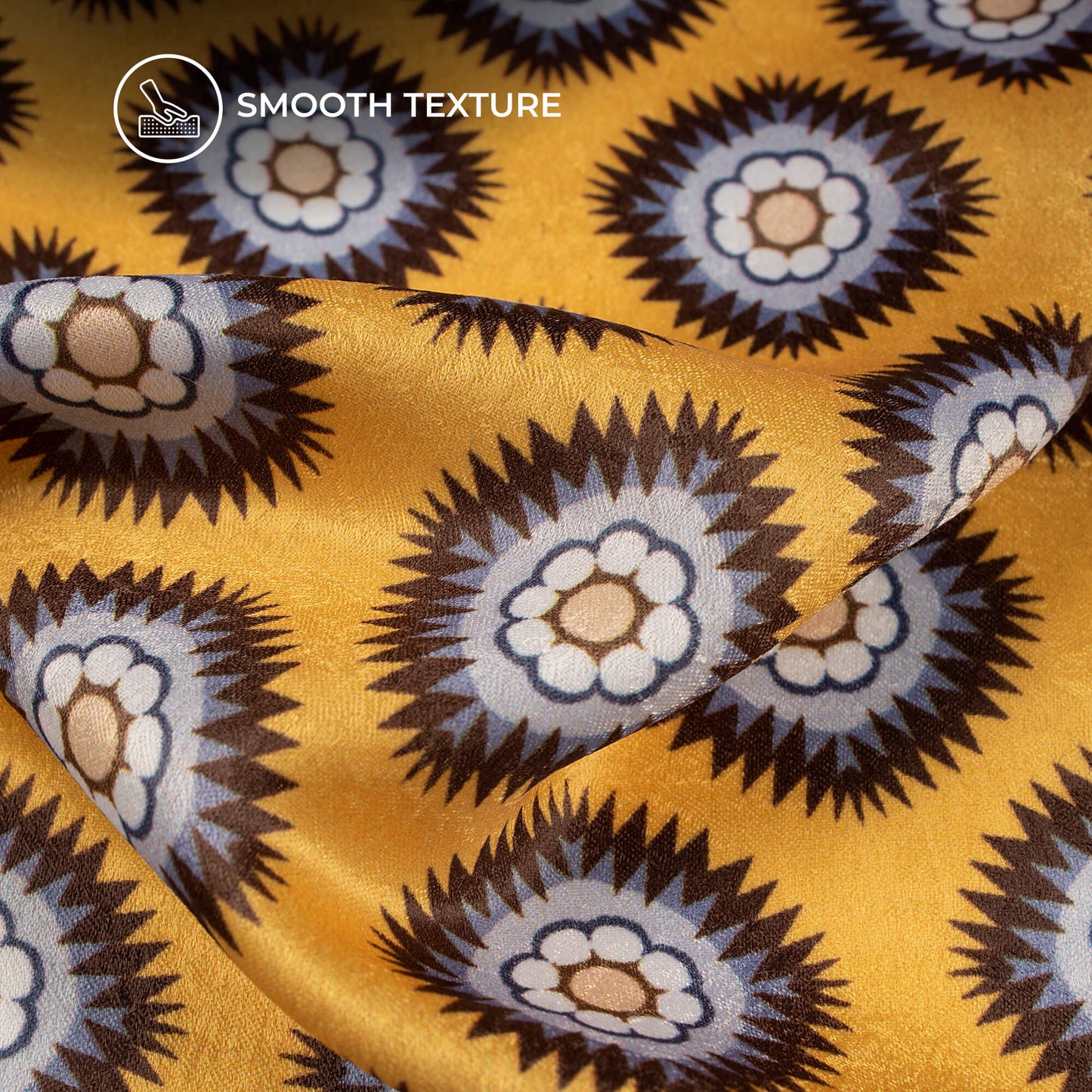 Geometric Floral Digital Print Lush Satin Fabric
