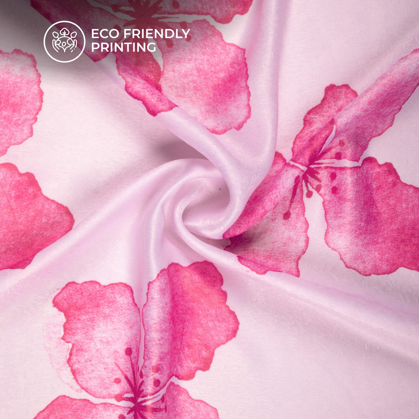 Elegant Floral Digital Print Lush Satin Fabric