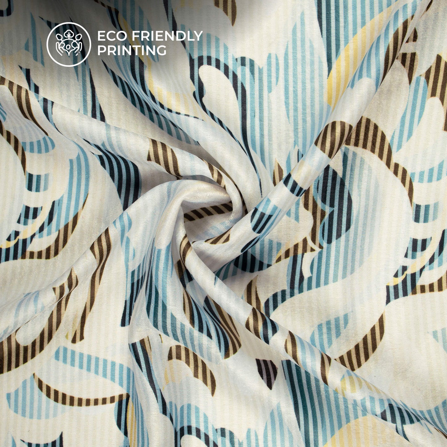 Exclusive Floral Stripes Digital Print Lush Satin Fabric