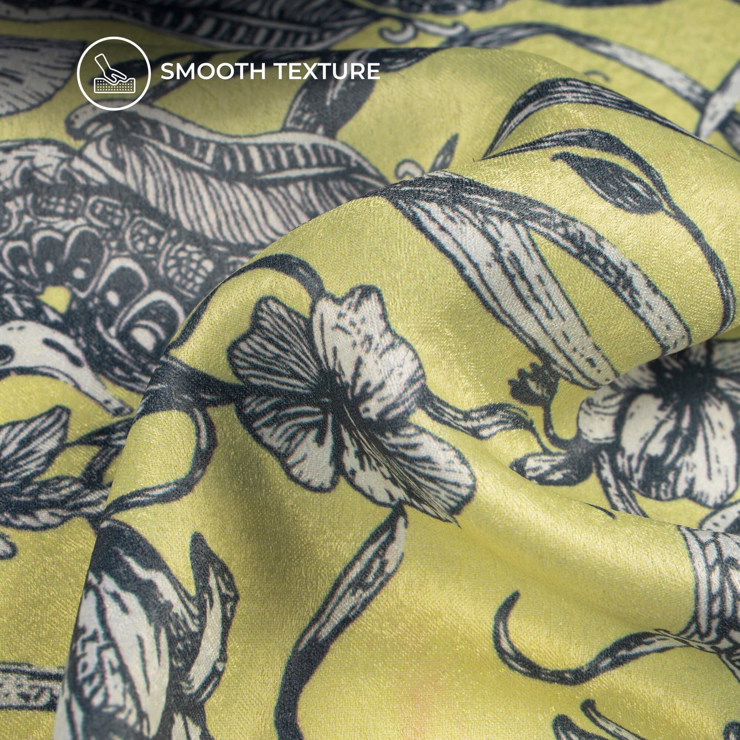 Ocean Floral Digital Print Lush Satin Fabric