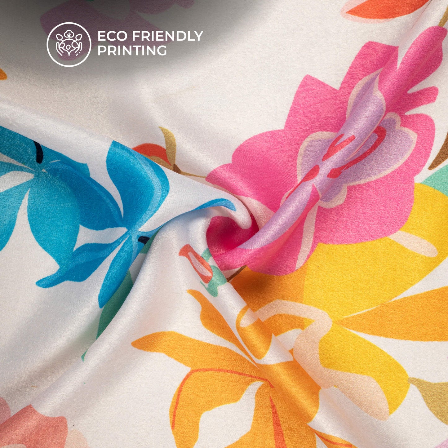 Voguish Floral Digital Print Lush Satin Fabric