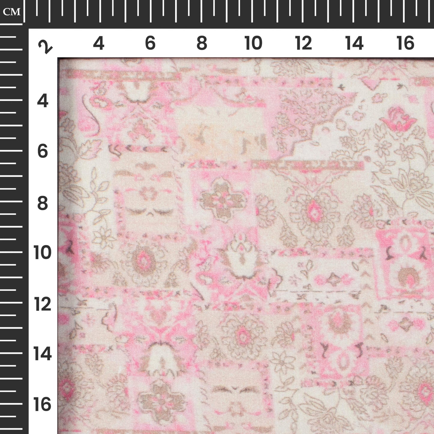 Blush Pink And Beige Floral Digital Print Cotton Cambric Fabric